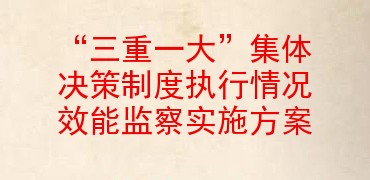 三重一大集体决策制度执行情况效能监察实施方案