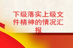 下级落实上级文件精神的情况汇报,贯彻落实上级文件精神情况汇报,落实