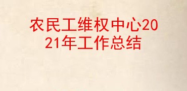 农民工维权中心2021年工作总结