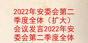 2022年安委会第二季度全体（扩大）会议发言2022年安委会第二季度全体（扩大）会议发言