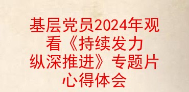基层党员2024年观看《持续发力 纵深推进》专题片心得体会