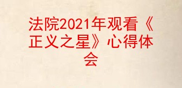 法院2021年观看《正义之星》心得体会