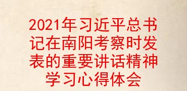 2021年习近平总书记在南阳考察时发表的重要讲话精神学习心得体会