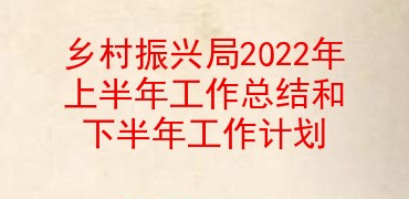 乡村振兴局2022年上半年工作总结和下半年工作计划