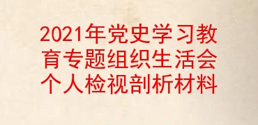 2021年党史学习教育专题组织生活会个人检视剖析材料