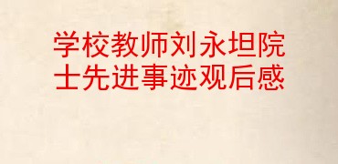 学校教师刘永坦院士先进事迹观后感