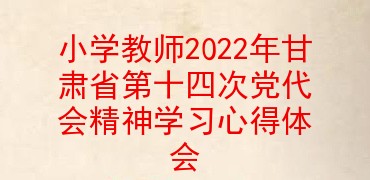 小学教师2022年甘肃省第十四次党代会精神学习心得体会