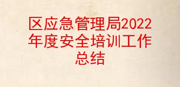 区应急管理局2022年度安全培训工作总结