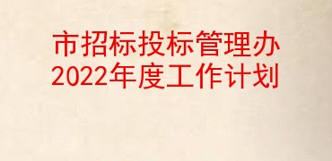 市招标投标管理办2022年度工作计划