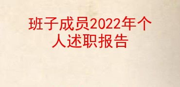 班子成员2022年个人述职报告