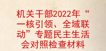 机关干部2022年“一核引领、全域联动”专题民主生活会对照检查材料