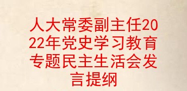 人大常委副主任2022年党史学习教育专题民主生活会发言提纲