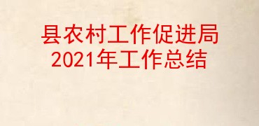 县农村工作促进局2021年工作总结