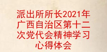 派出所所长2021年广西自治区第十二次党代会精神学习心得体会