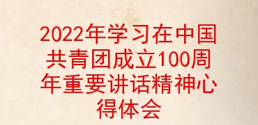 2022年学习在中国共青团成立100周年重要讲话精神心得体会