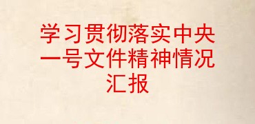 学习贯彻落实中央一号文件精神情况汇报