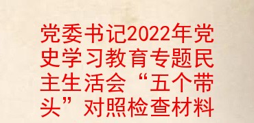 党委书记2022年党史学习教育专题民主生活会“五个带头”对照检查材料