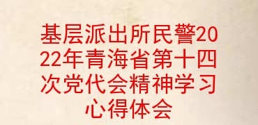 基层派出所民警2022年青海省第十四次党代会精神学习心得体会