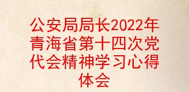 公安局局长2022年青海省第十四次党代会精神学习心得体会