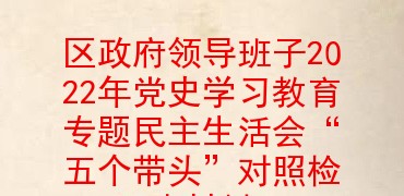 区政府领导班子2022年党史学习教育专题民主生活会“五个带头”对照检查材料