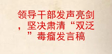 更多领导干部发声亮剑,坚决肃清"双泛"毒瘤发言稿的文章