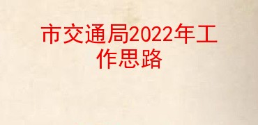 市交通局2022年工作思路