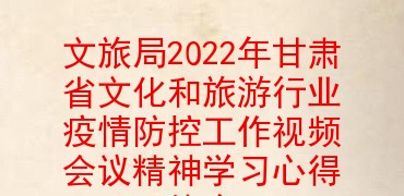 文旅局2022年甘肃省文化和旅游行业疫情防控工作视频会议精神学习心得体会