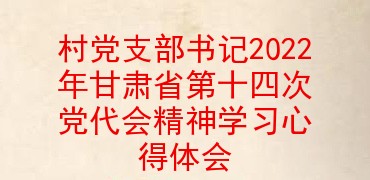 村党支部书记2022年甘肃省第十四次党代会精神学习心得体会