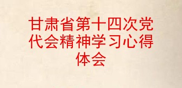 甘肃省第十四次党代会精神学习心得体会