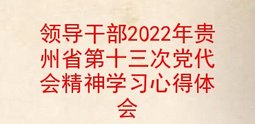 领导干部2022年贵州省第十三次党代会精神学习心得体会