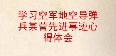 学习空军地空导弹兵某营先进事迹心得体会