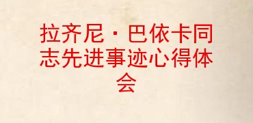 拉齐尼·巴依卡同志先进事迹心得体会