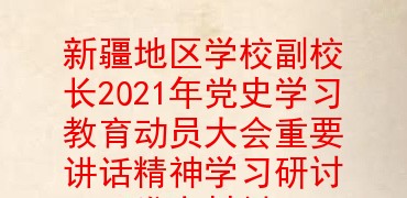 新疆地区学校副校长2021年党史学习教育动员大会重要讲话精神学习研讨发言材料