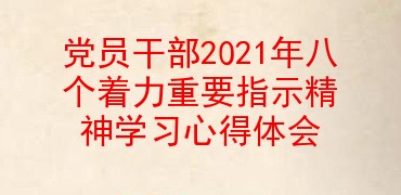 党员干部2021年八个着力重要指示精神学习心得体会