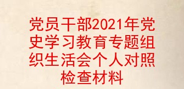 党员干部2021年党史学习教育专题组织生活会个人对照检查材料