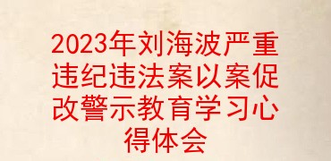 2023年刘海波严重违纪违法案以案促改警示教育学习心得体会