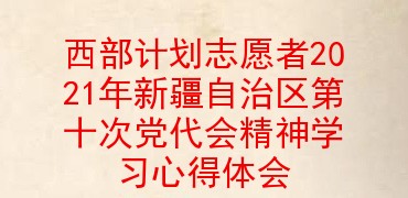 西部计划志愿者2021年新疆自治区第十次党代会精神学习心得体会