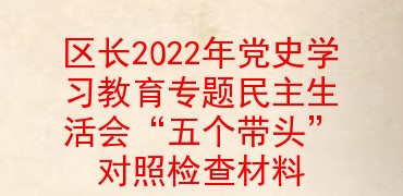 区长2022年党史学习教育专题民主生活会“五个带头”对照检查材料
