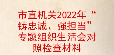 市直机关2022年“铸忠诚、强担当”专题组织生活会对照检查材料