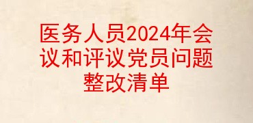 医务人员2024年组织生活会和民主评议党员问题整改清单