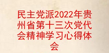 民主党派2022年贵州省第十三次党代会精神学习心得体会
