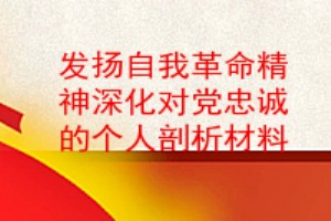 发扬自我革命精神深化对党忠诚的个人剖析材料