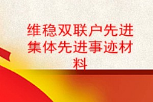 維穩雙聯戶先進集體先進事蹟材料