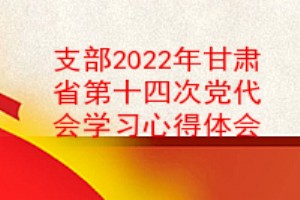 支部书记2022年甘肃省第十四次党代会学习心得体会