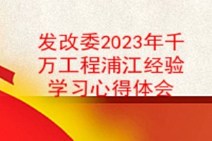 发改委2023年千万工程浦江经验学习心得体会